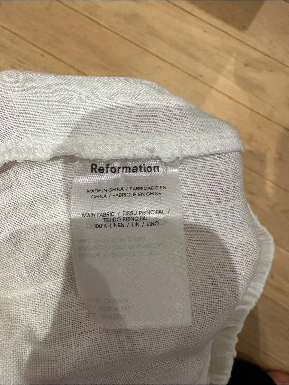 Reformation Olina White Linen Drawstring Wide Leg Pants